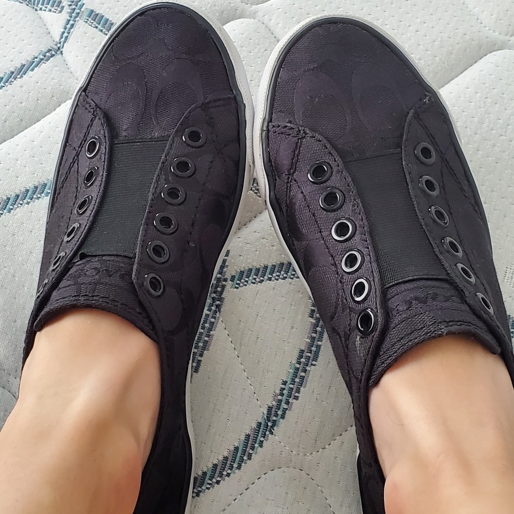 Coach Black Slip On Stylish Flat Sneakers
